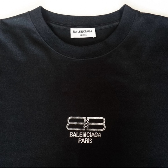 Balenciaga Crystal Logo NWOT Paris Icon T Shirt - Picture 3 of 5